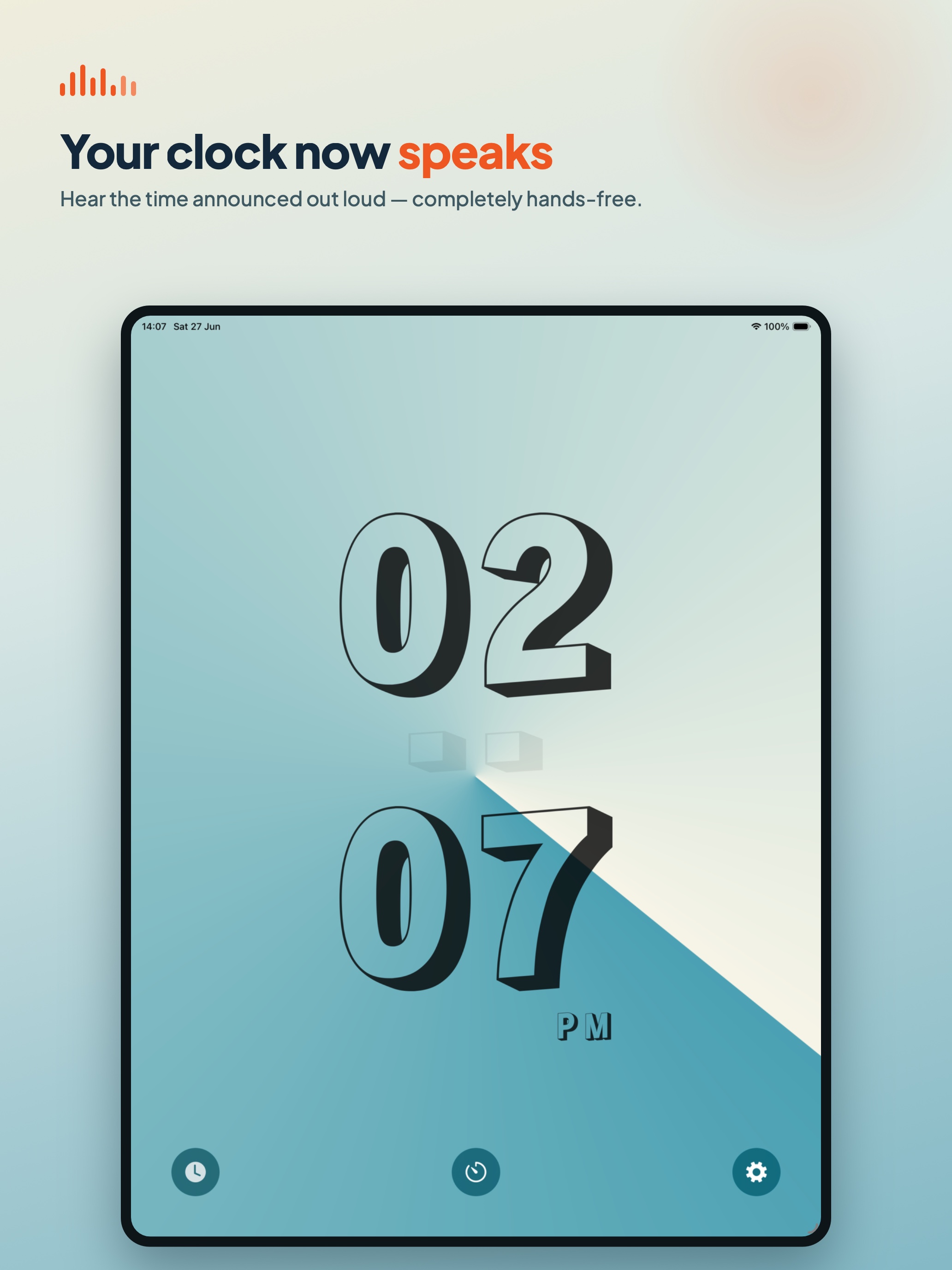 Speaking Clock with Voice iPad home screen